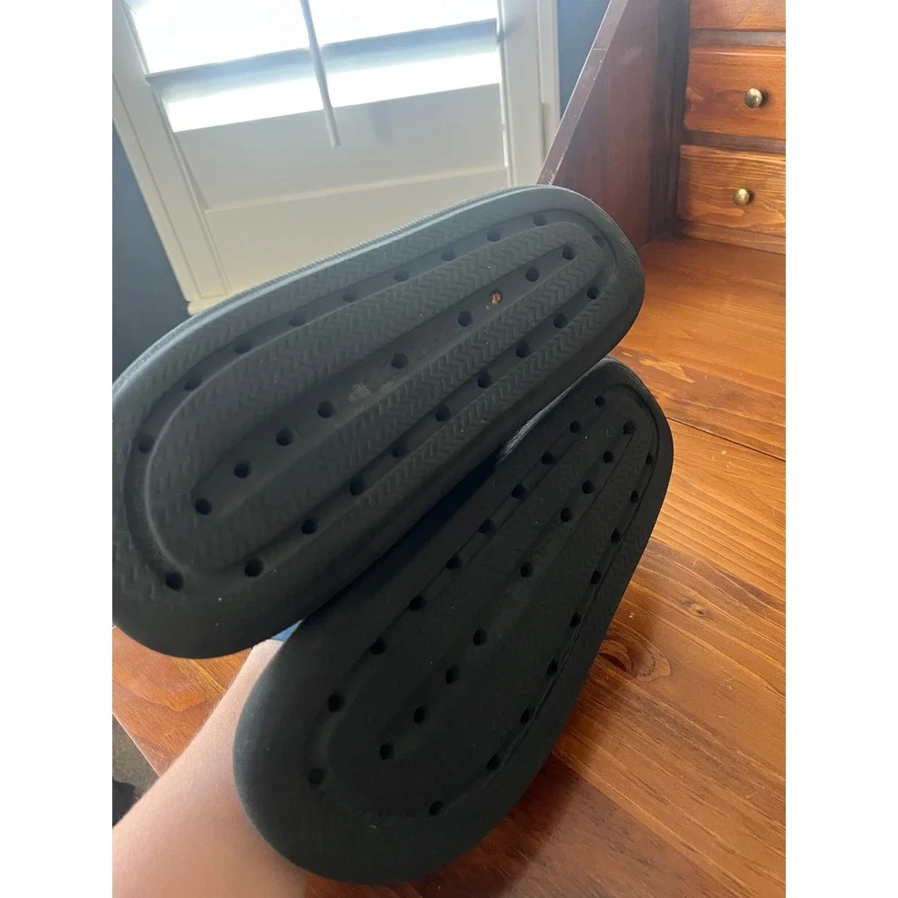 Black Cloud Slides Thick Platform EVA Foam Comfort Sandals Pillow Slides Mens 10